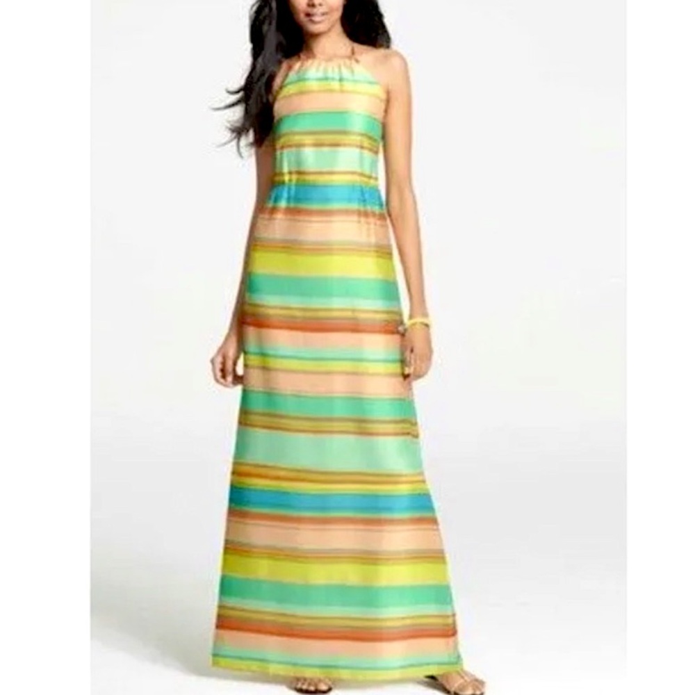 NWT Ann Taylor Striped Halter Maxi Dress